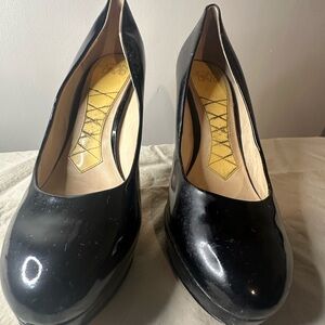 Black Patent Leather High Heels with Almond Toe